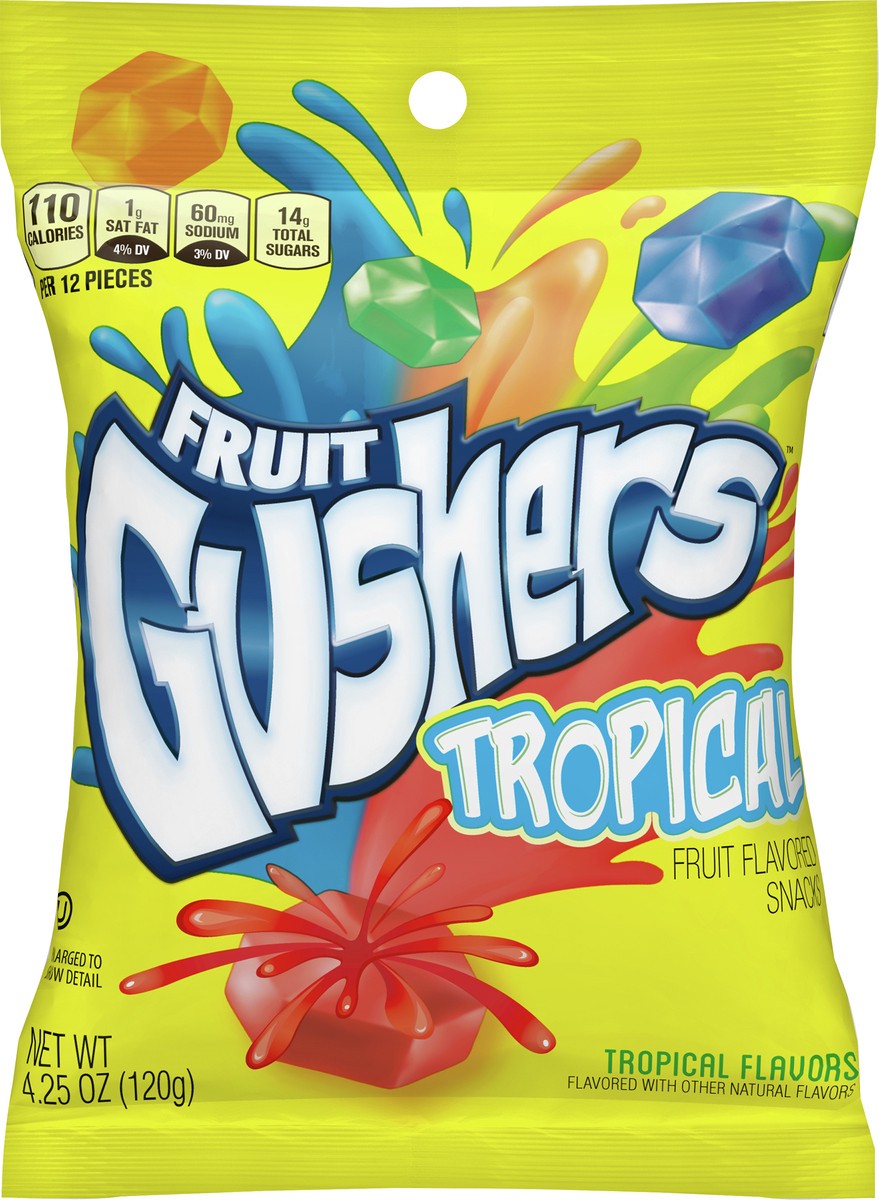 slide 8 of 8, Fruit Gushers Tropical Fruit Flavored Snacks, 4.25 oz