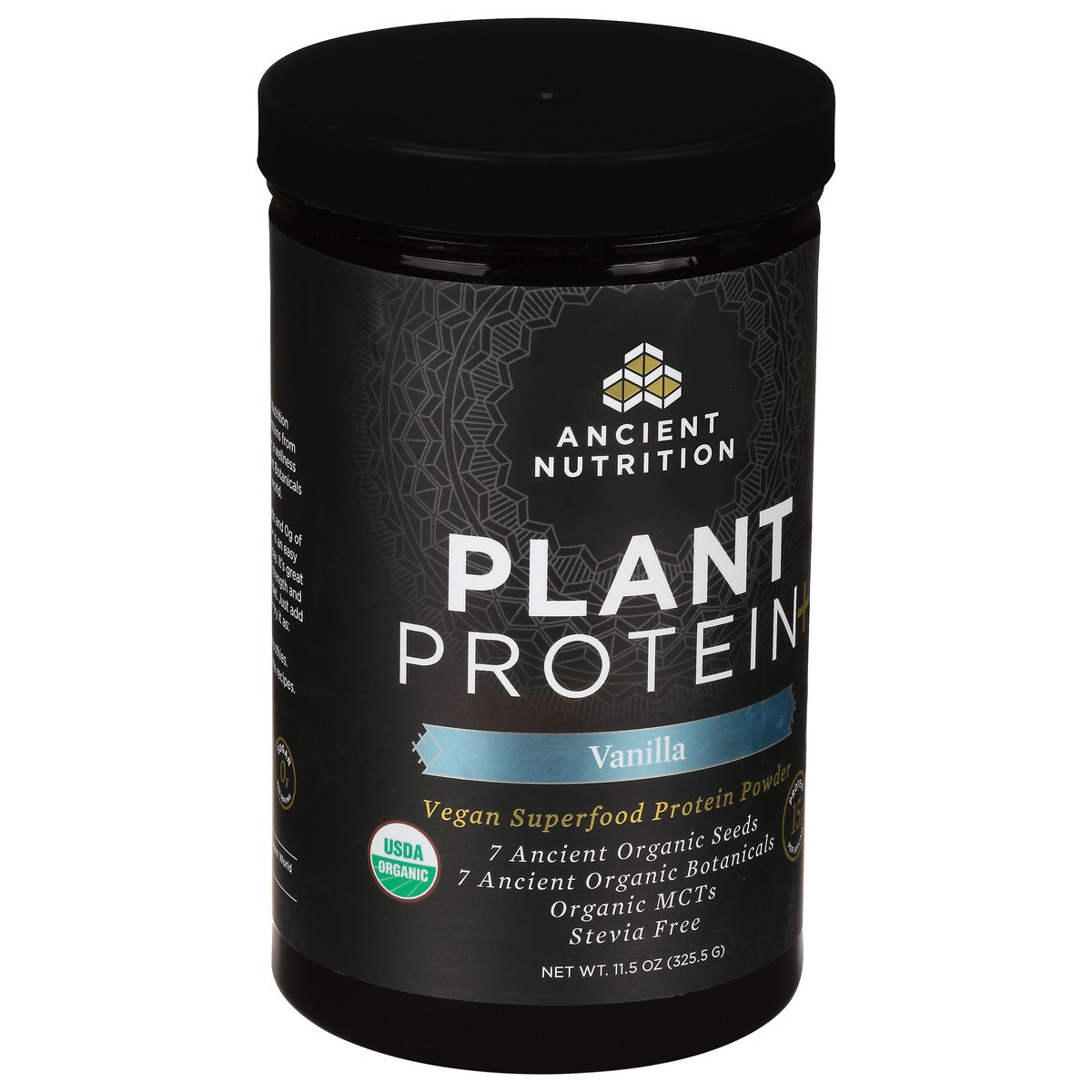 slide 2 of 9, Ancient Nutrition Plant Protein+ Vanilla Vegan Superfood Protein Powder, 11.5 oz