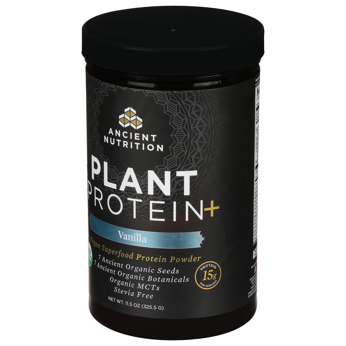 slide 3 of 9, Ancient Nutrition Plant Protein+ Vanilla Vegan Superfood Protein Powder, 11.5 oz