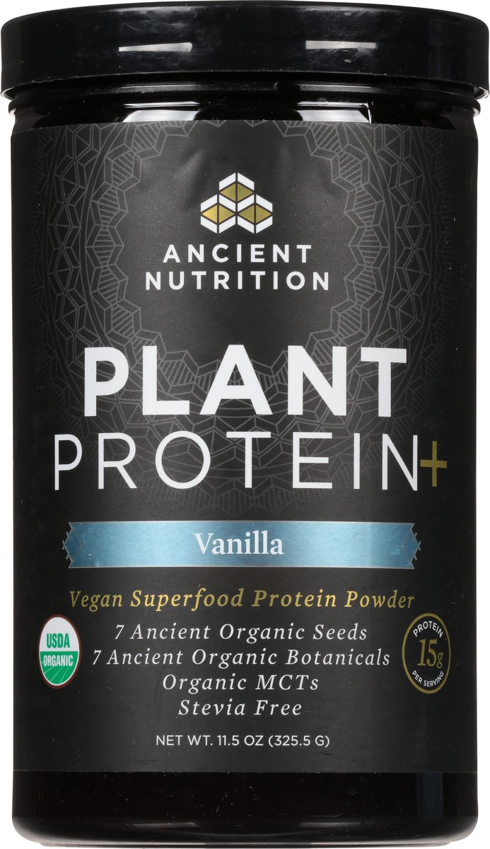 slide 6 of 9, Ancient Nutrition Plant Protein+ Vanilla Vegan Superfood Protein Powder, 11.5 oz