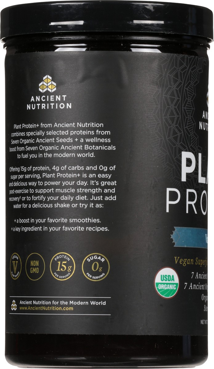 slide 7 of 9, Ancient Nutrition Plant Protein+ Vanilla Vegan Superfood Protein Powder, 11.5 oz