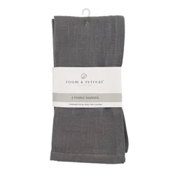 Room & Retreat, Napkin, Solid Woven, 4 Pack, Gray
