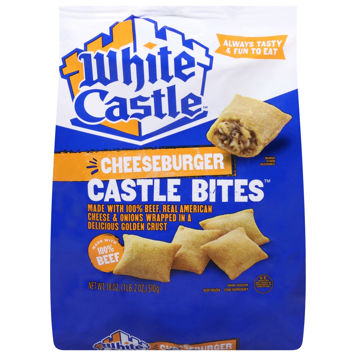slide 1 of 11, White Castle Cheeseburger Castle Bites, 18 oz