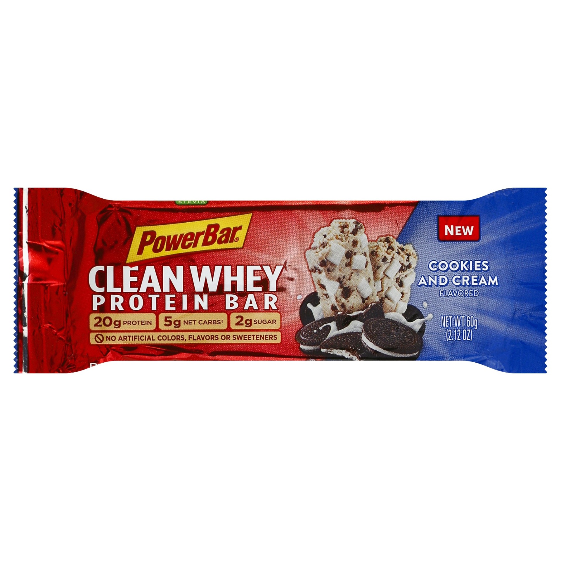 slide 1 of 1, PowerBar Clean Whey Cookies And Cream Flavored Protein Bar, 2.12 oz