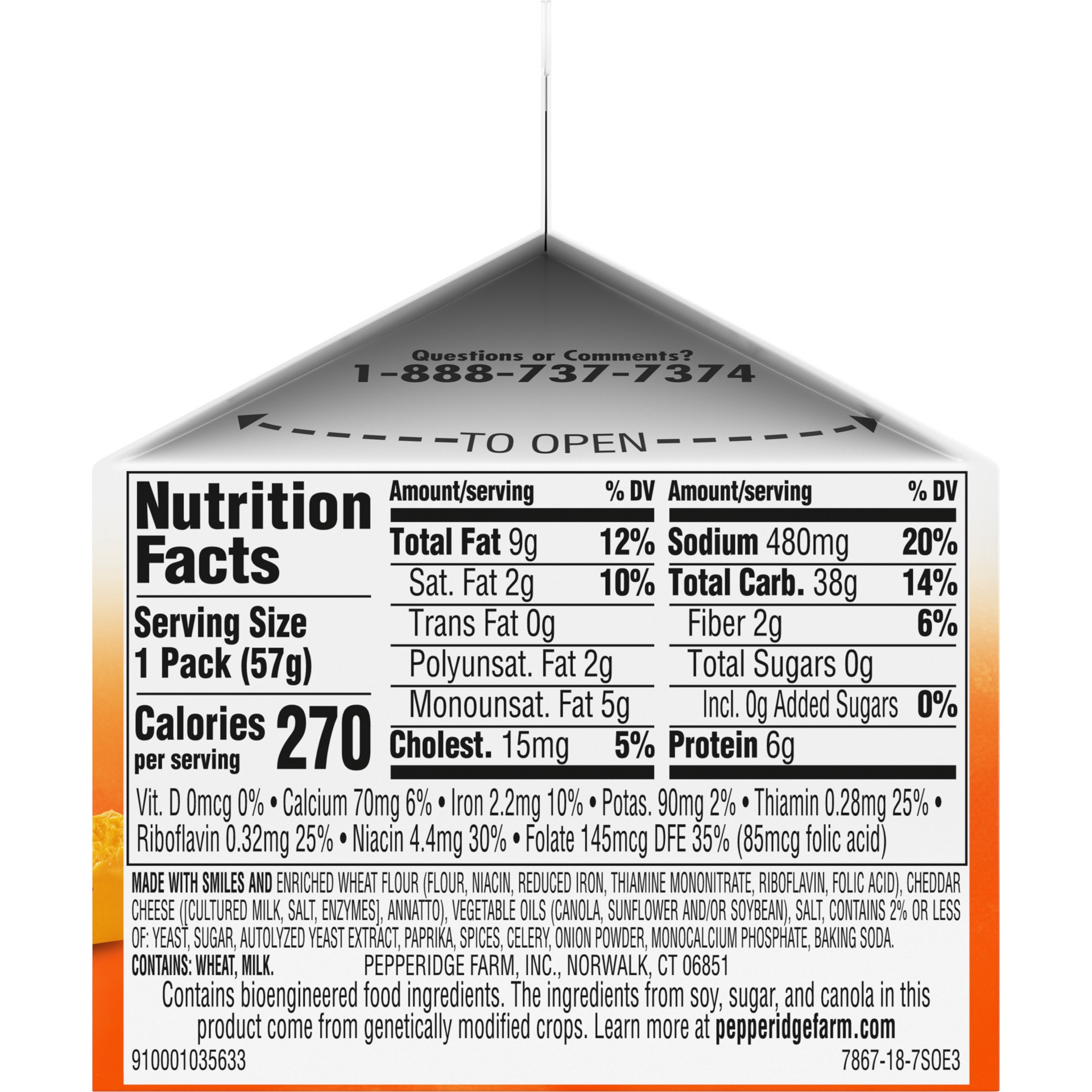 slide 9 of 9, Pepperidge Farm Goldfish Cheddar Cheese Crackers, 2 oz Carton, 2 oz