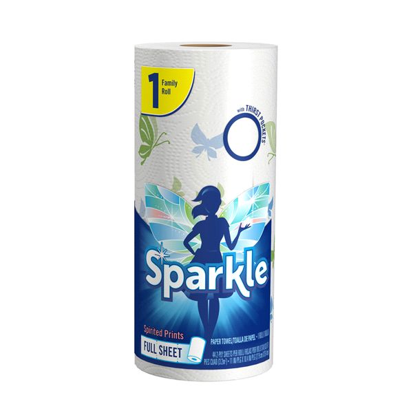 slide 1 of 5, Sparkle Print Paper Towels Single Roll, 50.7986 ft