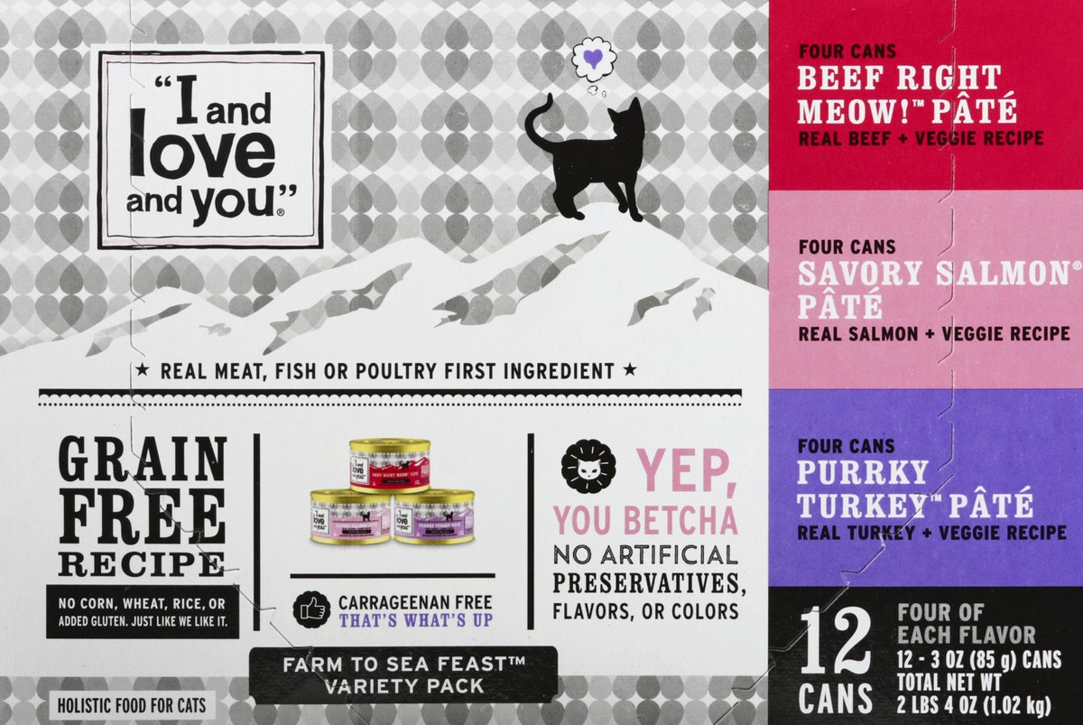 slide 6 of 9, I and Love and You Farm to Sea Feast Variety Pack Grain Free Recipe Holistic Food for Cats 12 ea, 12 ct