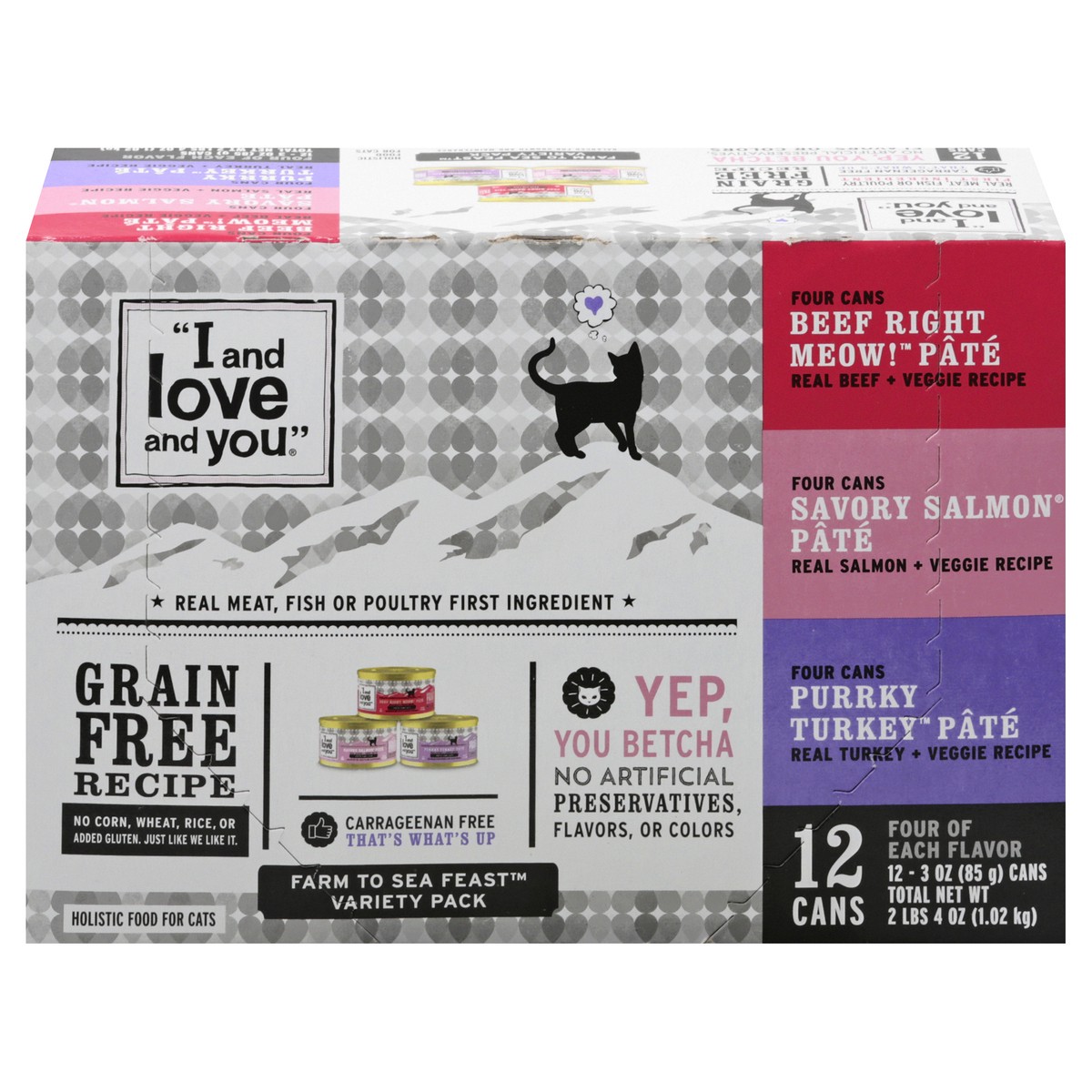 slide 1 of 9, I and Love and You Farm to Sea Feast Variety Pack Grain Free Recipe Holistic Food for Cats 12 ea, 12 ct