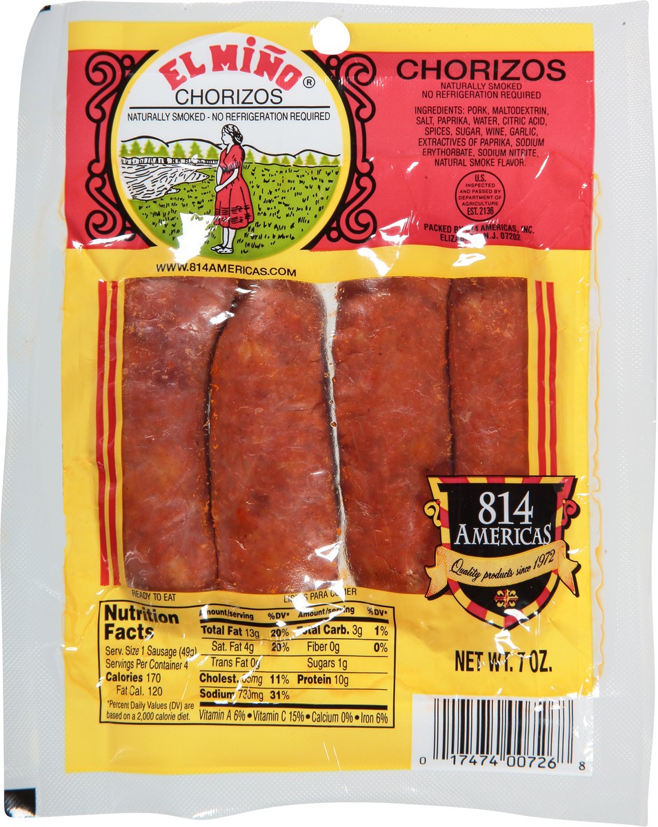 slide 9 of 9, El Miño Chorizos 7 oz, 7 oz