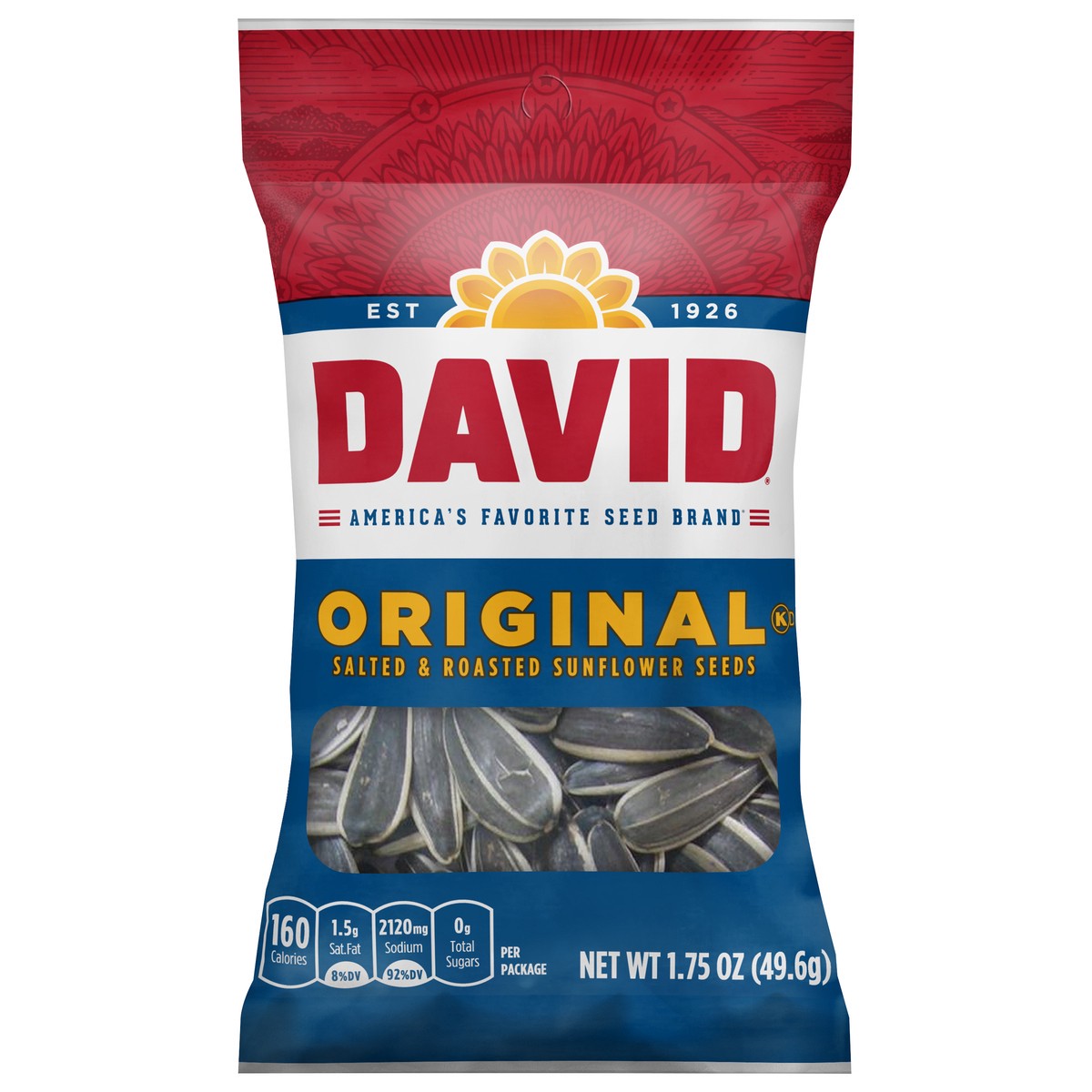 slide 1 of 3, DAVID Salted & Roasted Original Sunflower Seeds 1.75 oz, 1.75 oz