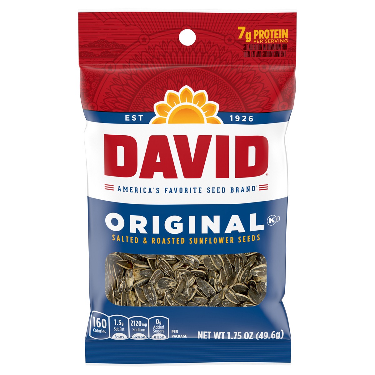 slide 1 of 3, DAVID Original Sunflower Seeds, Keto Friendly Snack, 1.75 oz. Bag, 1.75 oz