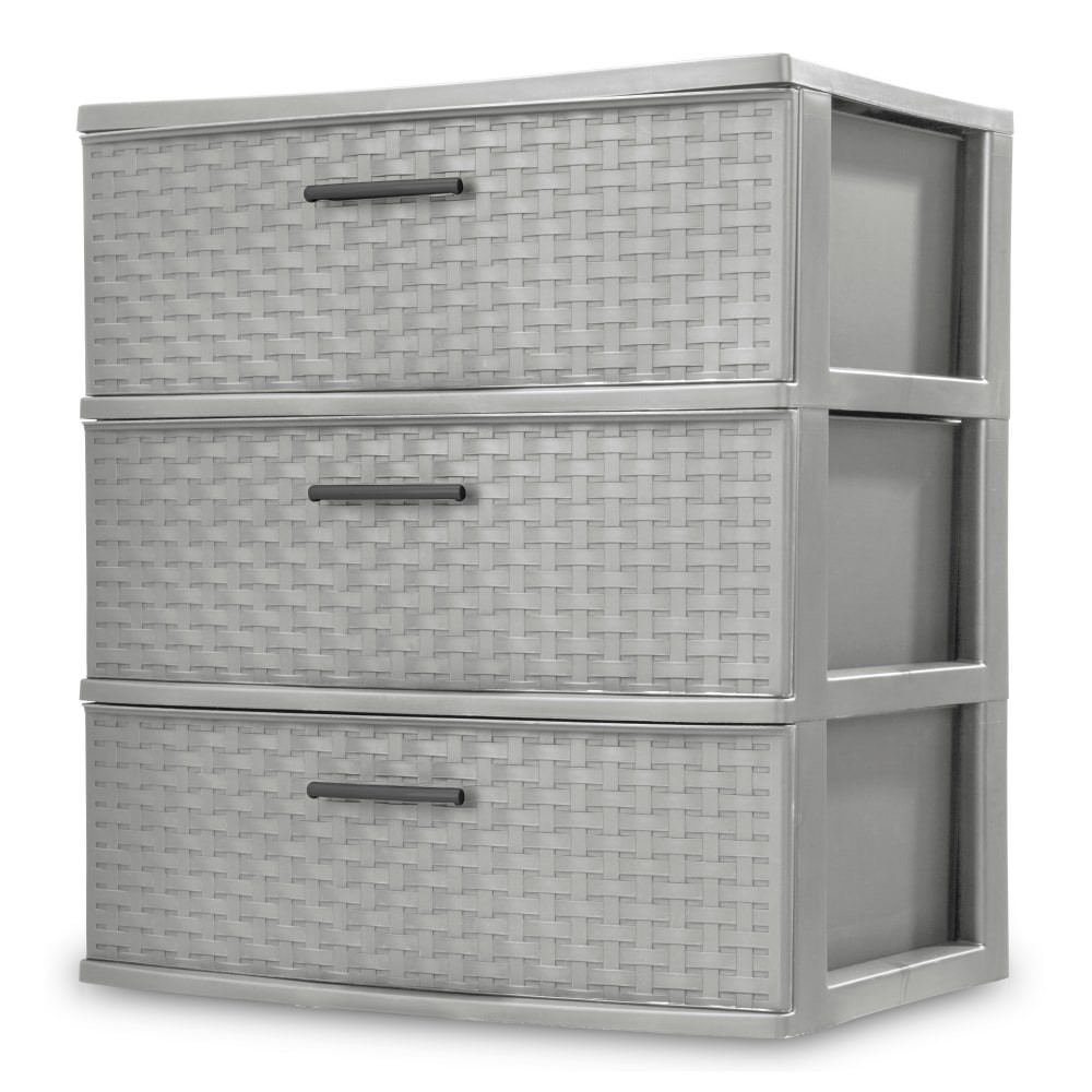 slide 1 of 3, Sterilite 3 Drawer Wide Weave Storage Tower - Cement, 1 ct