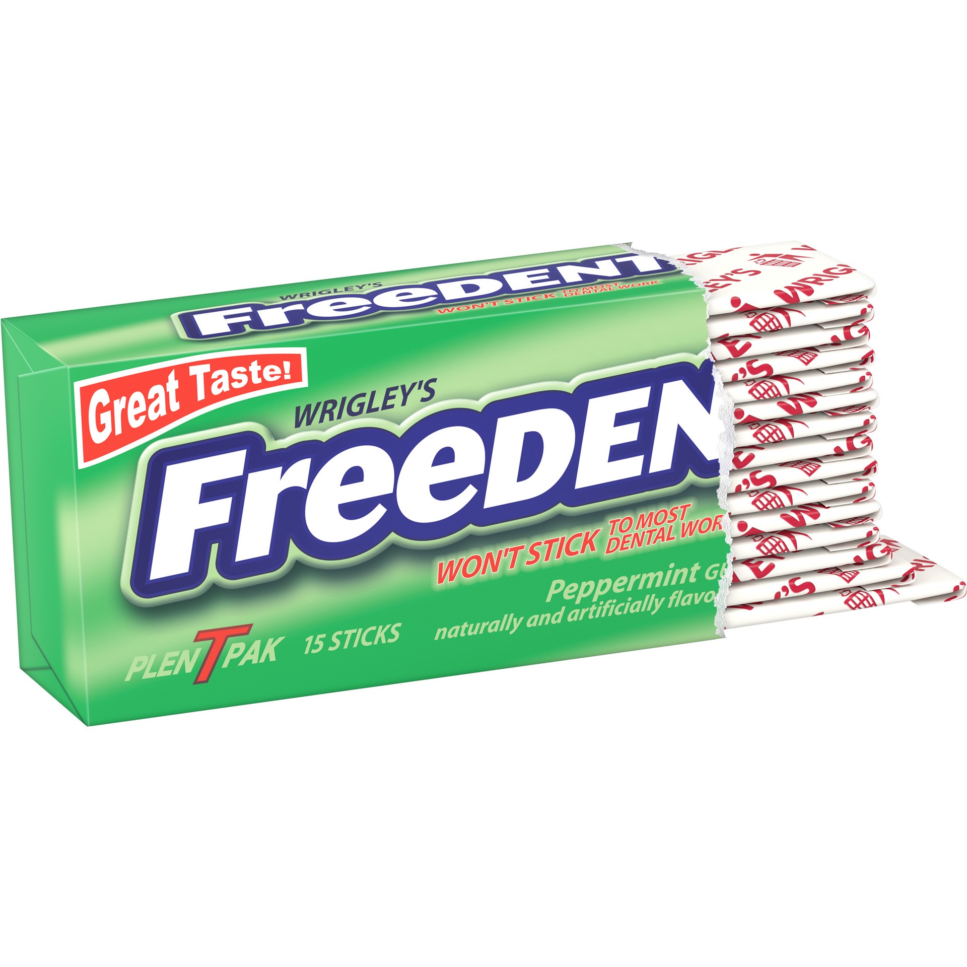 slide 3 of 5, Freedent WRIGLEY'S FREEDENT Peppermint Chewing Gum, Single Pack, 15 Stick, 15 pc