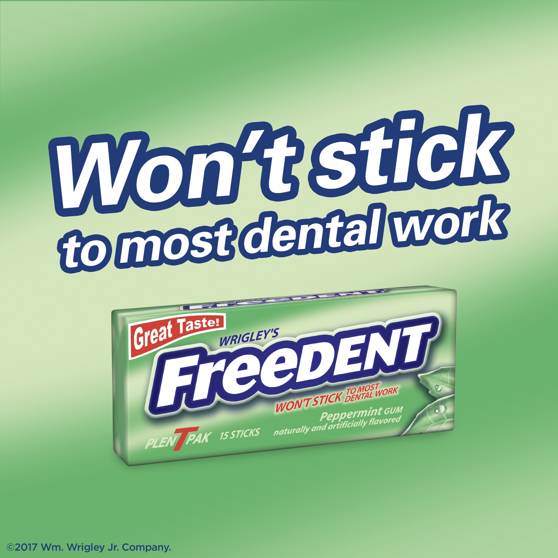 slide 4 of 5, Freedent WRIGLEY'S FREEDENT Peppermint Chewing Gum, Single Pack, 15 Stick, 15 pc