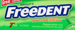 WRIGLEY'S FREEDENT Peppermint Chewing Gum, Single Pack, 15 Stick