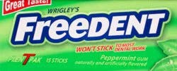 WRIGLEY'S FREEDENT Peppermint Chewing Gum, Single Pack, 15 Stick