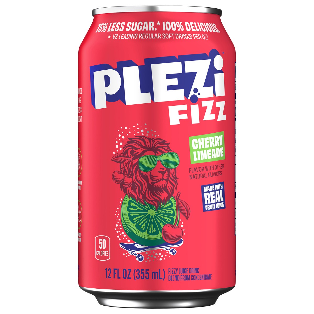 slide 1 of 9, PLEZi FiZZ Cherry Limeade Prebiotic Soda 12 Fl Oz, 12 fl oz