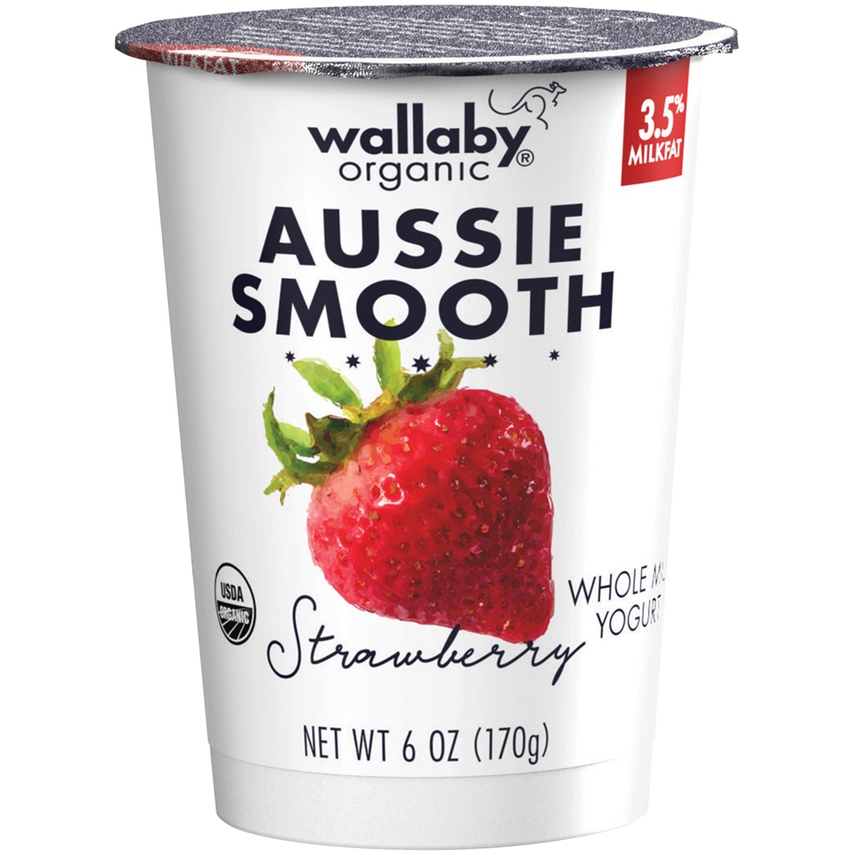 slide 1 of 1, Wallaby Organic Strawberry Creamy Australian Style Low-Fat Yogurt, 6 oz