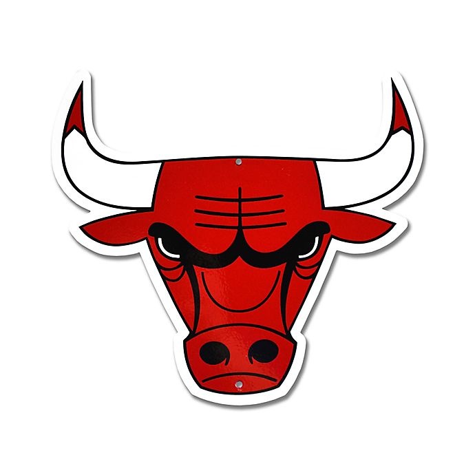 slide 1 of 1, NBA Chicago Bulls Laser Cut Street Sign, 11 in x 12 in