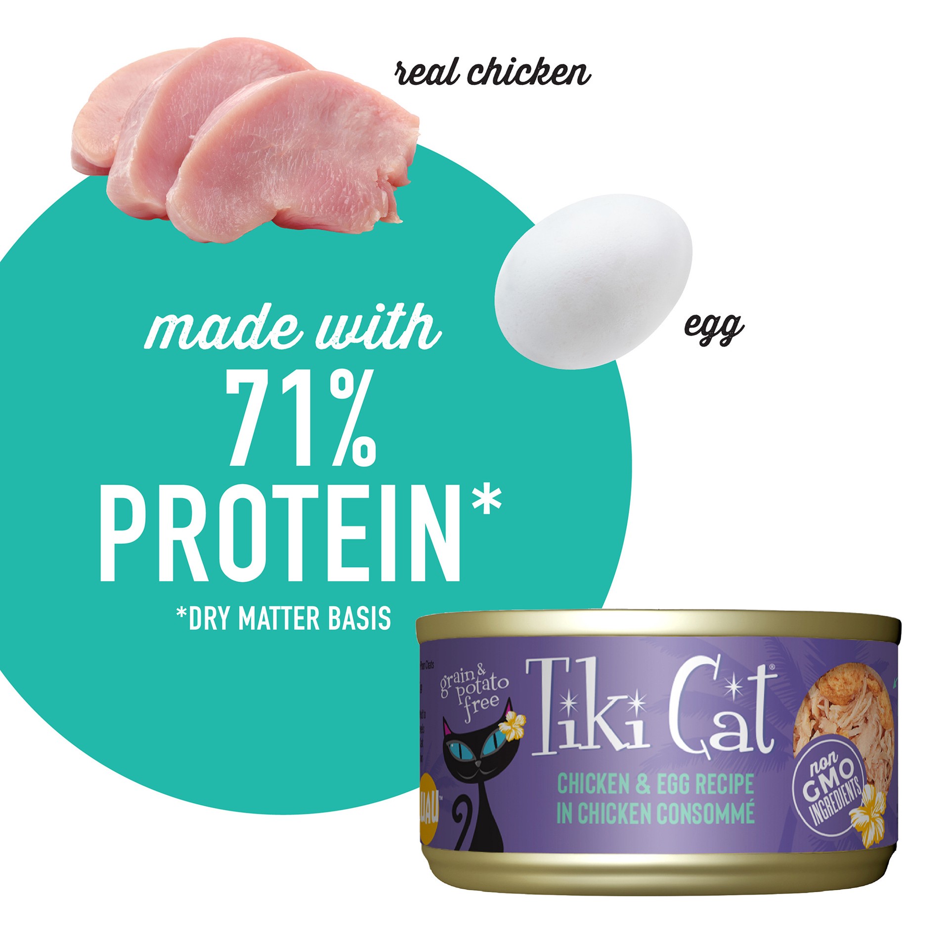 slide 3 of 7, Tiki Cat Luau Wet Cat Food, Chicken & Egg, 2.8 oz. Can, 2.8 oz