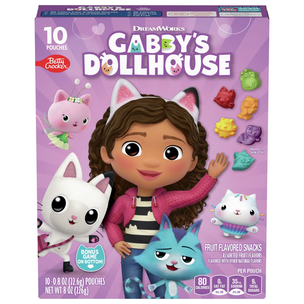 slide 1 of 10, Betty Crocker Gabby's Dollhouse Fruit Flavored Snacks, Treat Pouches, Gluten Free, 10 ct, 10 ct