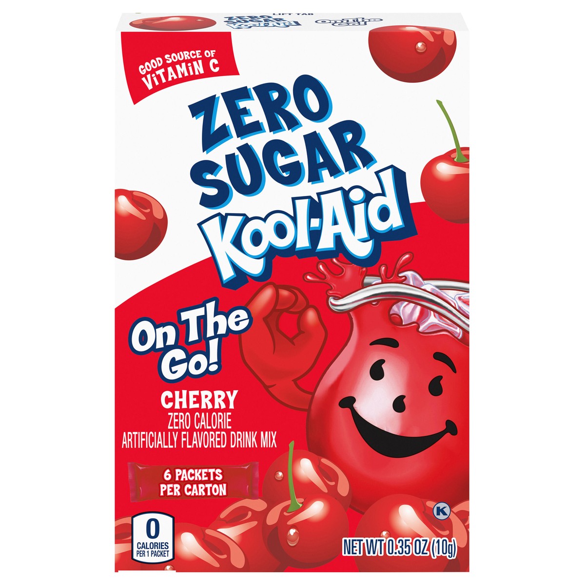 slide 13 of 13, Kool-Aid Cherry Zero Sugar Artificially Flavored Powdered Soft Drink Mix, 6 ct On-the-Go-Packets, 6 ct