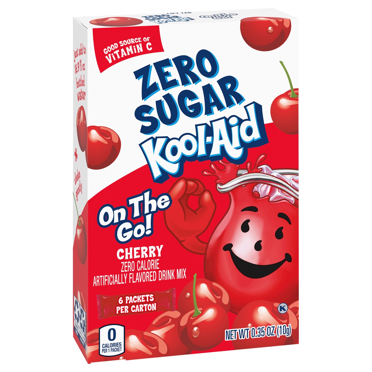 slide 11 of 13, Kool-Aid Cherry Zero Sugar Artificially Flavored Powdered Soft Drink Mix, 6 ct On-the-Go-Packets, 6 ct