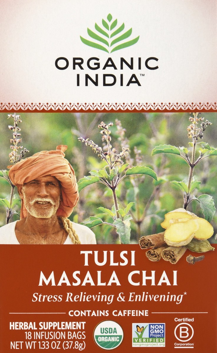 slide 1 of 13, Organic India Infusion Bags Tulsi Masala Chai Herbal Supplement - 18 ct, 18 ct