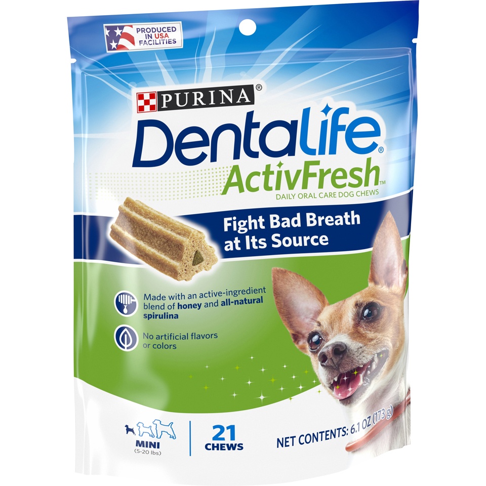 slide 2 of 8, Purina DentaLife ActivFresh Daily Oral Care Mini Dog Chews - 6.1 oz. Pouch, 6.1 oz