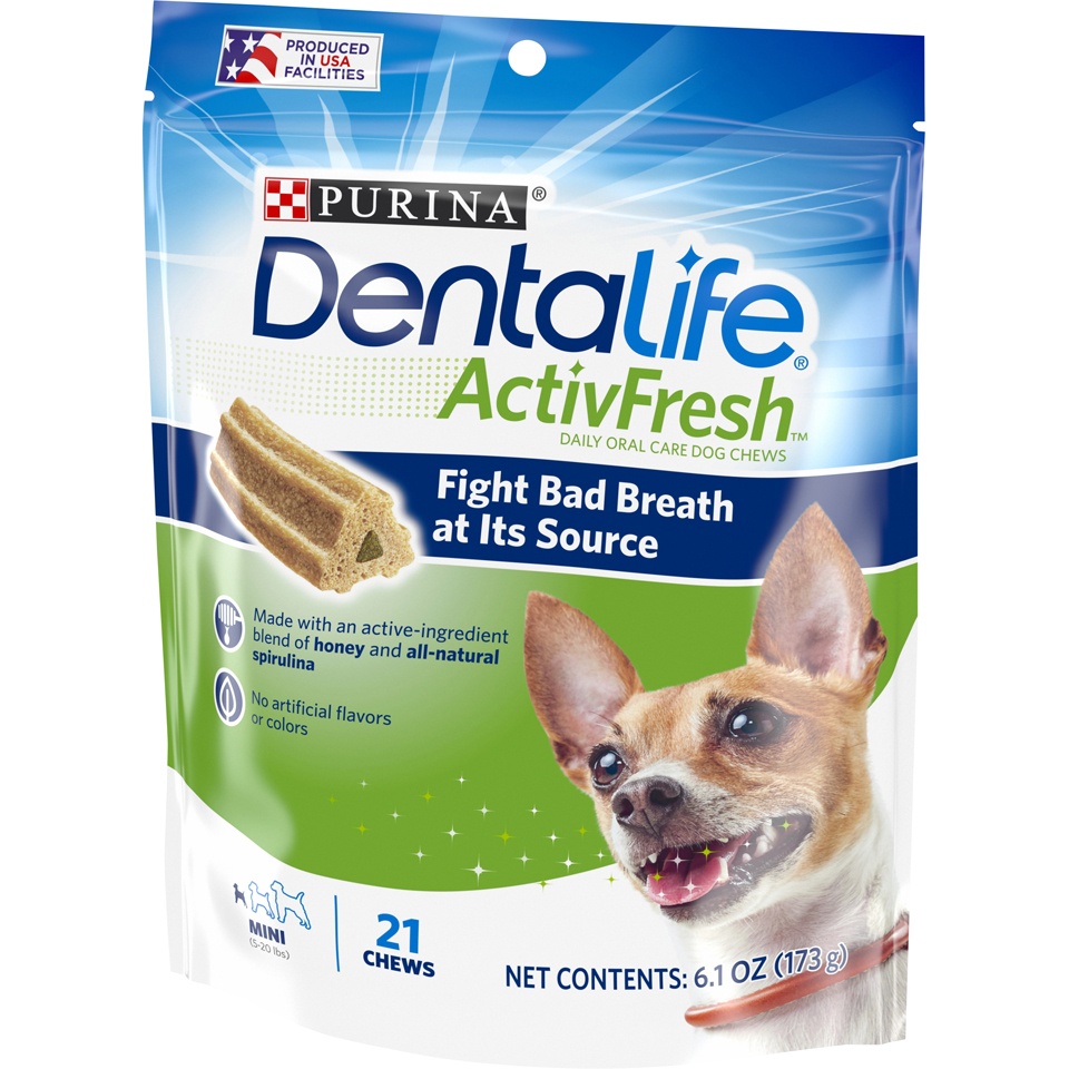 slide 3 of 8, Purina DentaLife ActivFresh Daily Oral Care Mini Dog Chews - 6.1 oz. Pouch, 6.1 oz