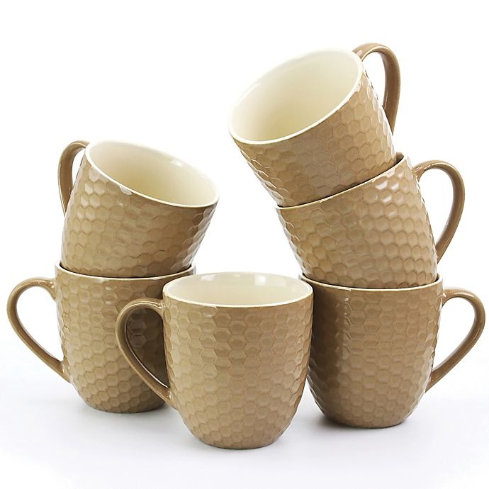 slide 2 of 6, Elama Honeycomb Coffee Mugs - Brown, 6 ct