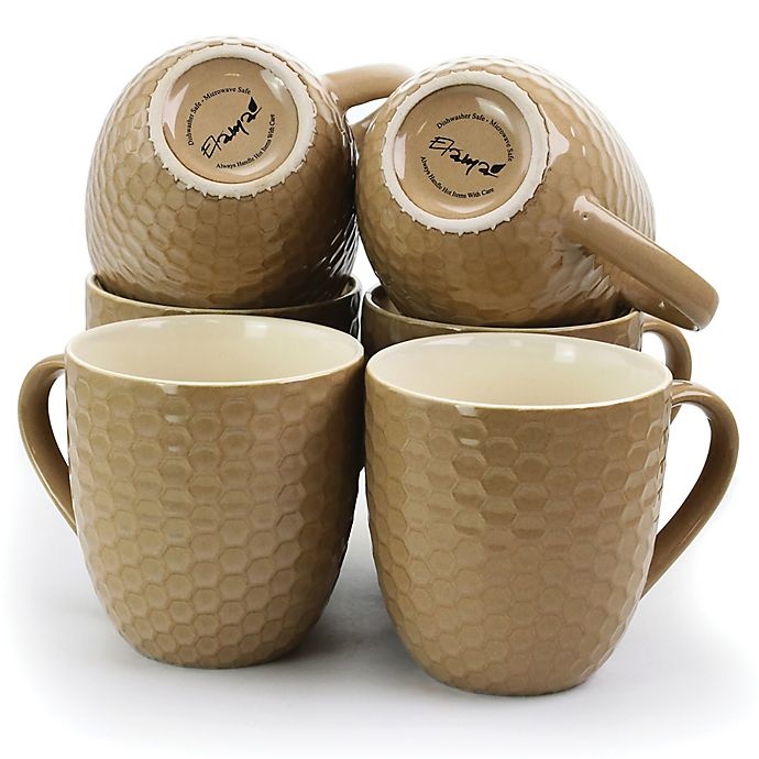 slide 3 of 6, Elama Honeycomb Coffee Mugs - Brown, 6 ct
