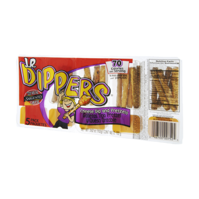 slide 1 of 1, J.R. Dippers Pasteurized Cheese Dip with Pretzel Sticks - 5 ct, 5 ct