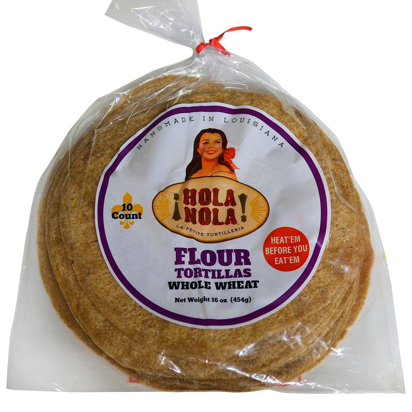 slide 1 of 1, Hola Nola Whole Wheat Flour Tortillas, 10 ct; 16 oz