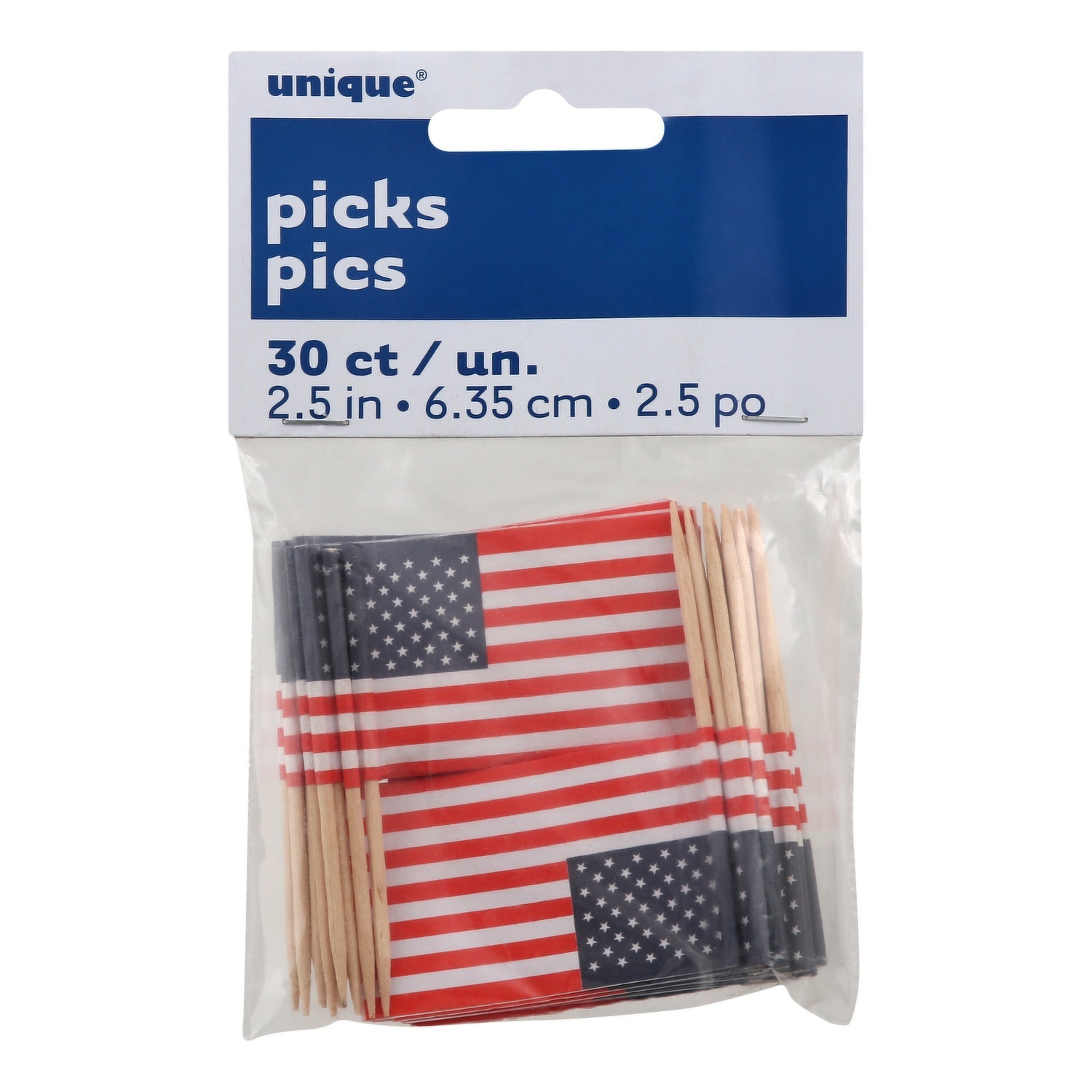 slide 1 of 1, Unique Industries Us Flag Picks, 30 ct