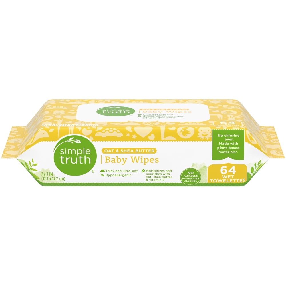 slide 1 of 1, Simple Truth Oat Shea Butter Baby Wipes, 64 ct