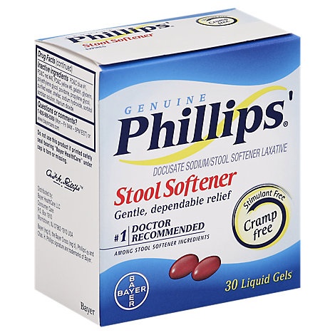 slide 1 of 1, Phillips Stool Softener Liquid Gels Cramp Free, 30 ct