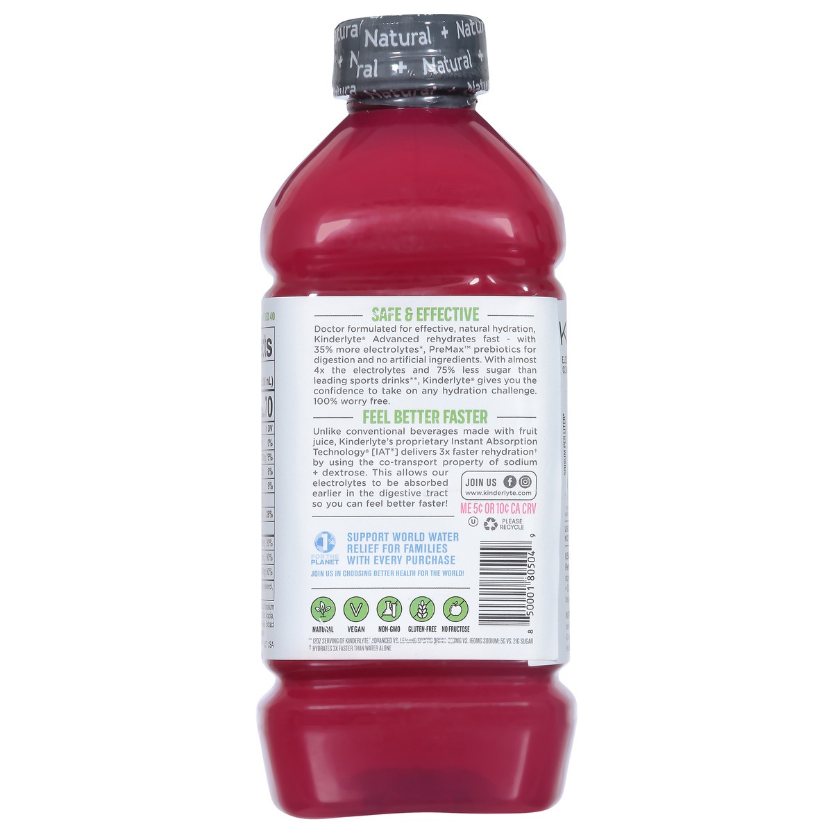 slide 5 of 14, Kinderlyte Natural Oral Raspberry Lemonade Electrolyte Solution 33.8 fl oz, 33.8 oz