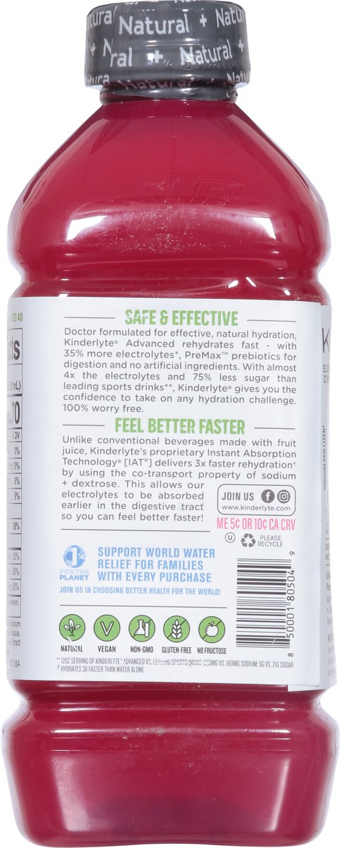 slide 10 of 14, Kinderlyte Natural Oral Raspberry Lemonade Electrolyte Solution 33.8 fl oz, 33.8 oz