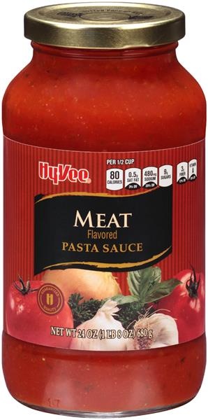 slide 1 of 1, Hy-vee Meat Flavored Pasta Sauce, 24 oz