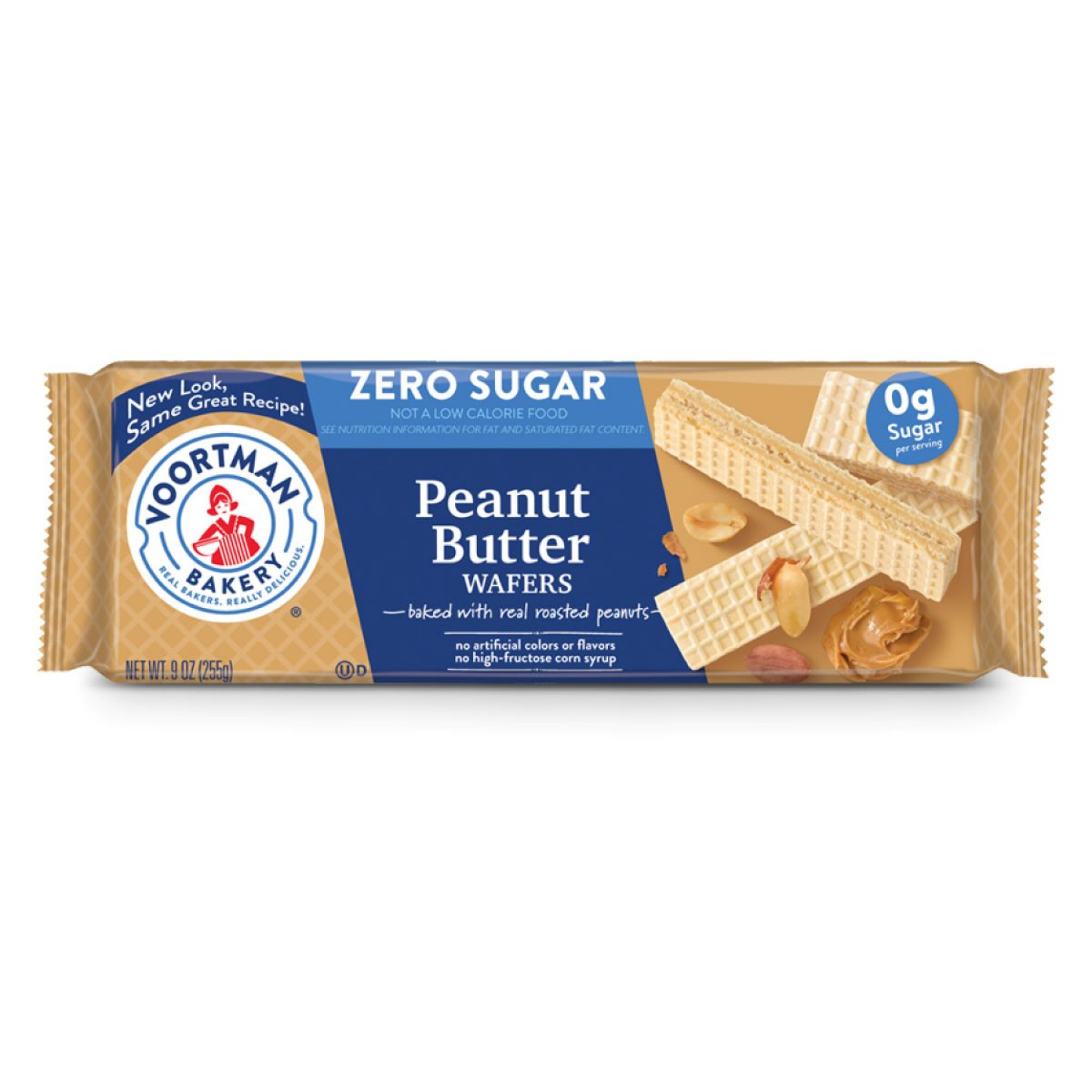 slide 1 of 7, Voortman Bakery VOORTMAN Zero Sugar Peanut Butter Wafers, No Artificial Colors or Flavors - 9oz, 9 oz