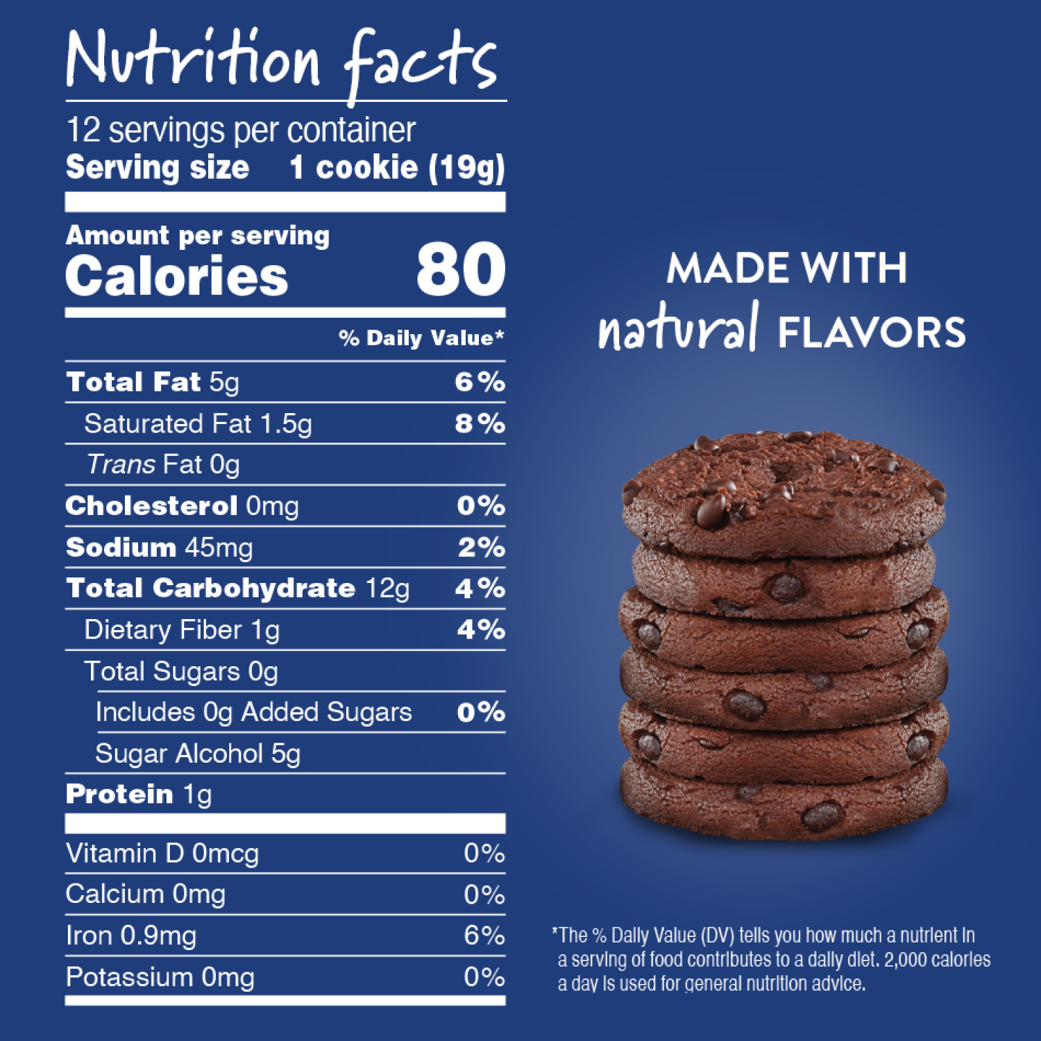 slide 2 of 5, VOORTMAN Bakery Zero Sugar Fudge Brownie Chocolate Chip Cookies 8 oz, 8 oz