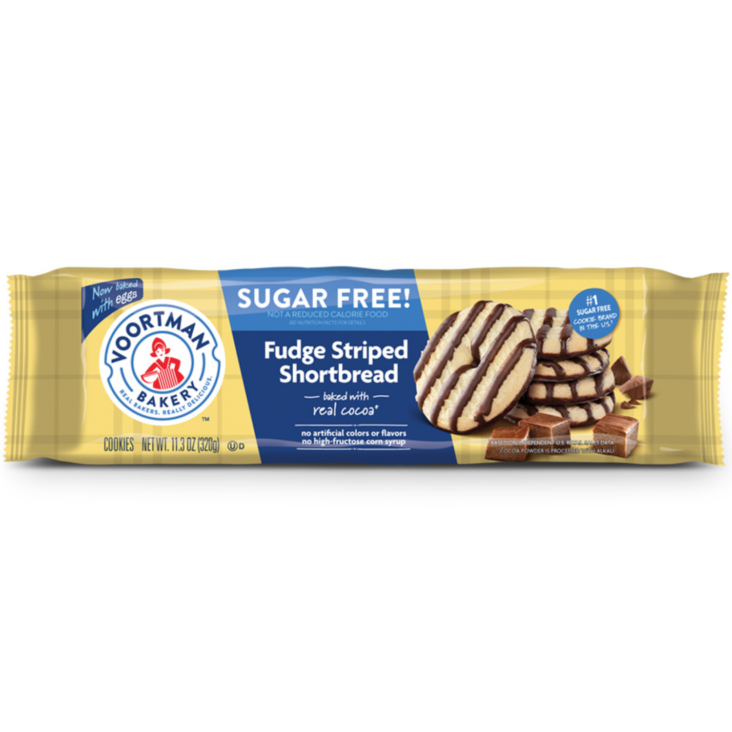 slide 1 of 8, VOORTMAN Bakery Zero Sugar Fudge Striped Shortbread Cookies - 11.3 oz, 11.3 oz