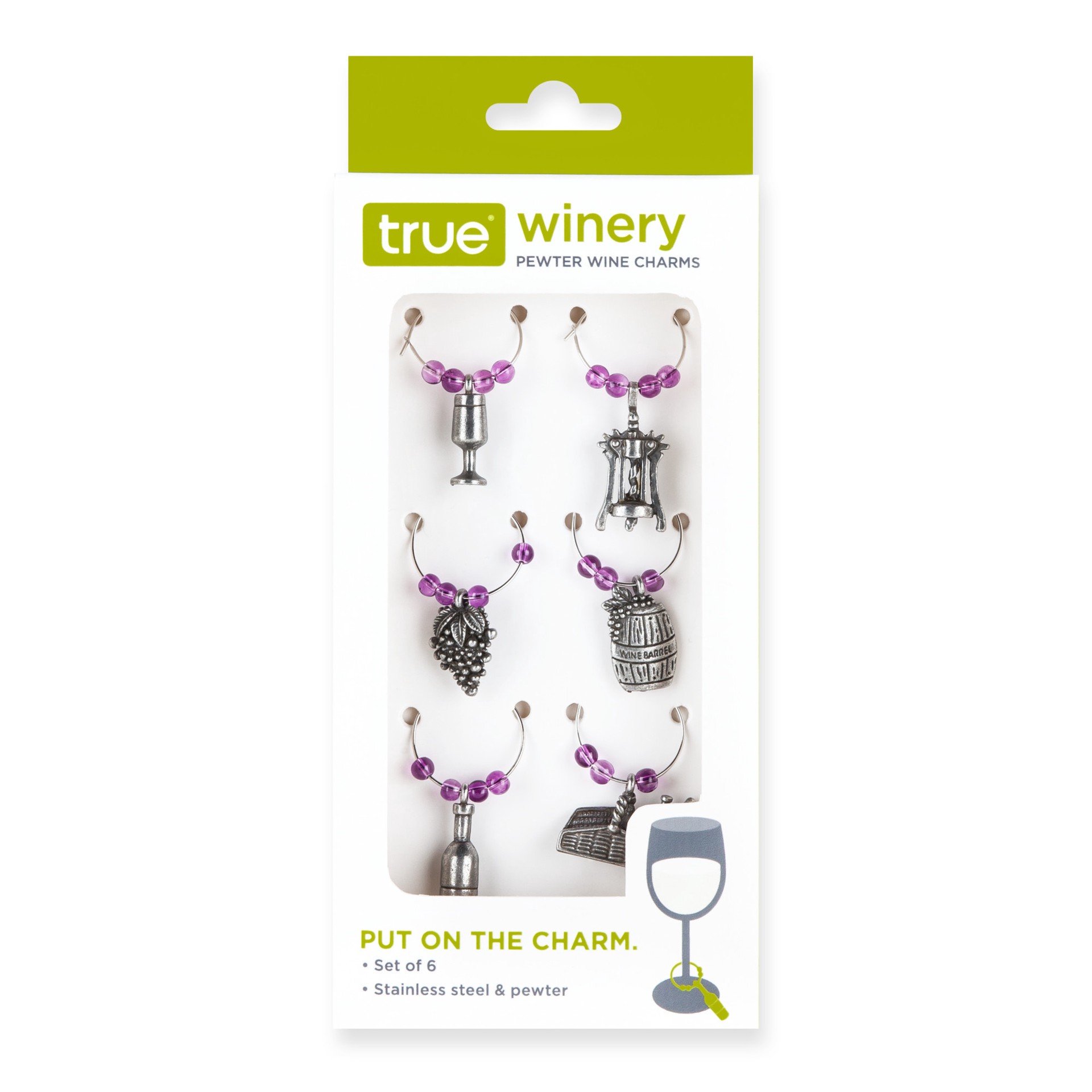 slide 2 of 4, true Winery: Pewter Wine Charms, 6 ct