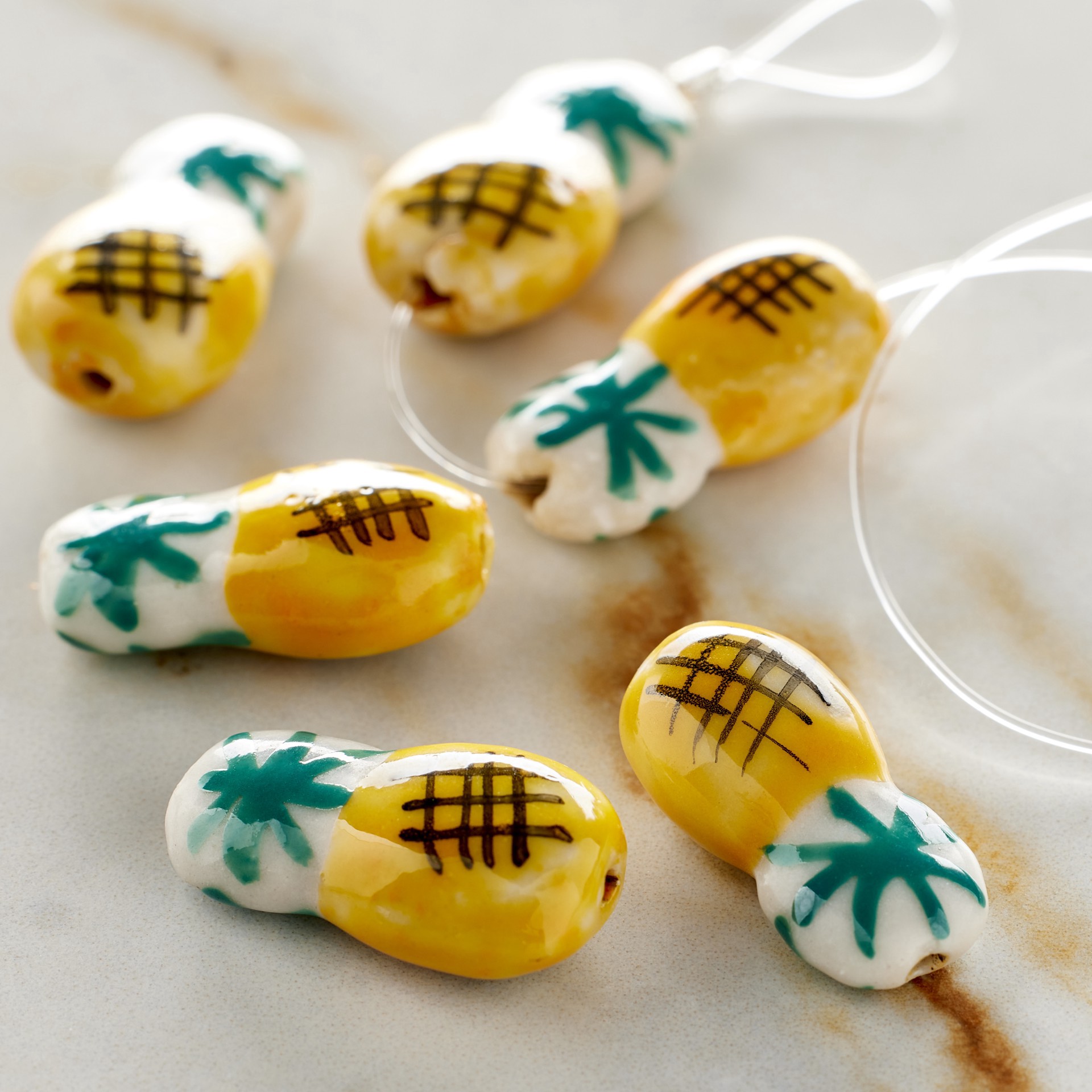 slide 2 of 3, Yellow Pineapple Ceramic Beads, 21mm By Bead Landing, 21mm