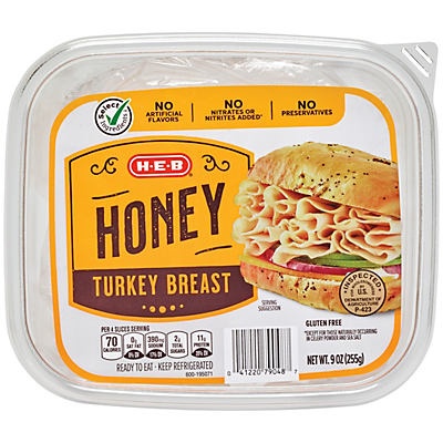 slide 1 of 1, H-E-B Select Ingredients Turkey Breast Honey Roasted Shaved, 9 oz