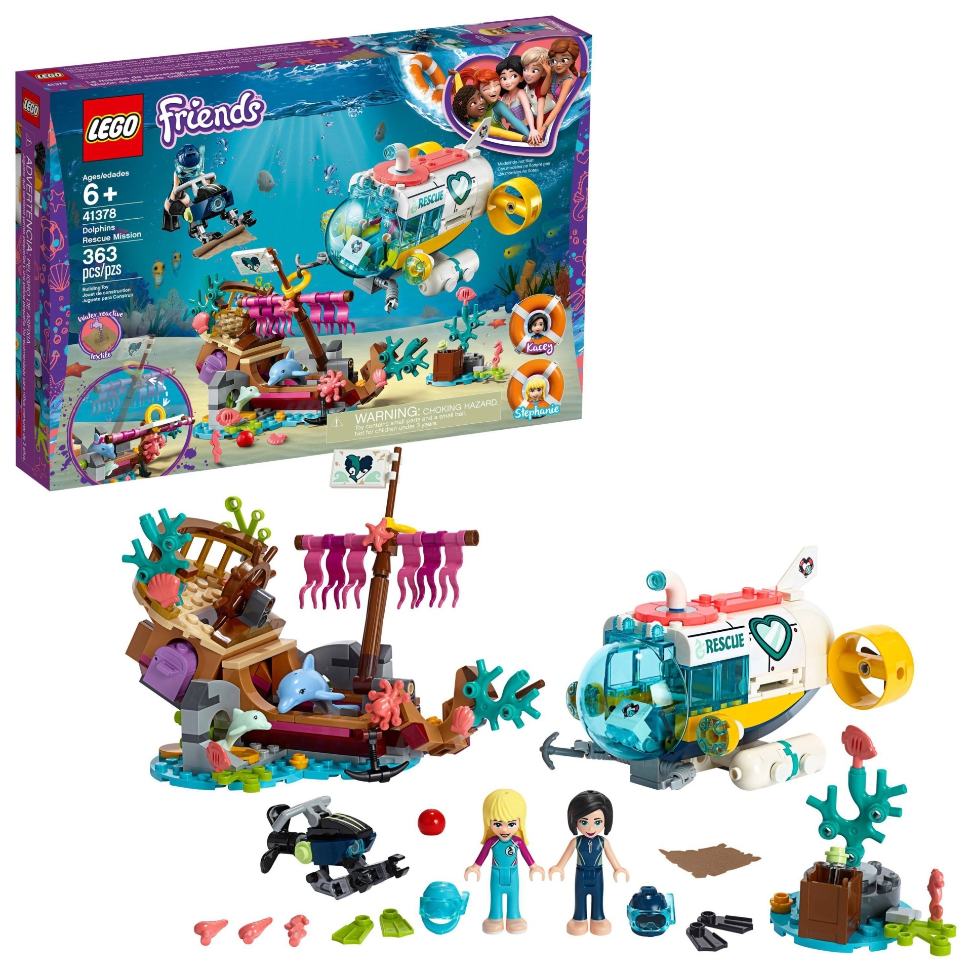 slide 1 of 7, LEGO Friends Dolphins Rescue Mission 41378 Sea Life Building Kit with Toy Submarine and Sea Creatures, 1 ct