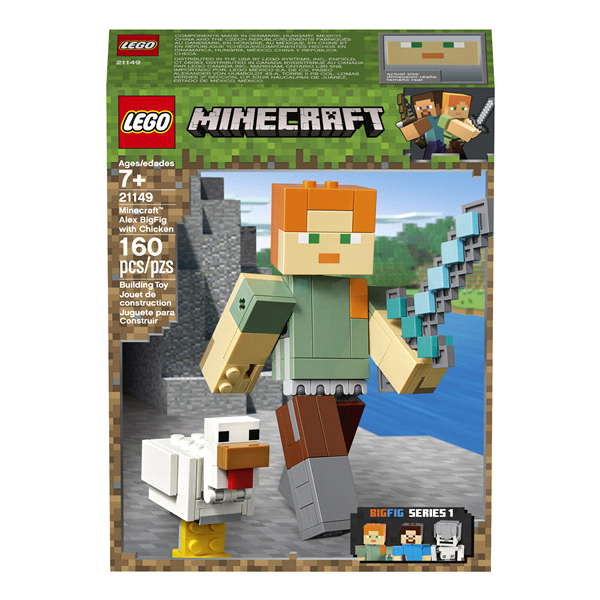 slide 1 of 7, LEGO Minecraft Alex BigFig with Chicken, 1 ct