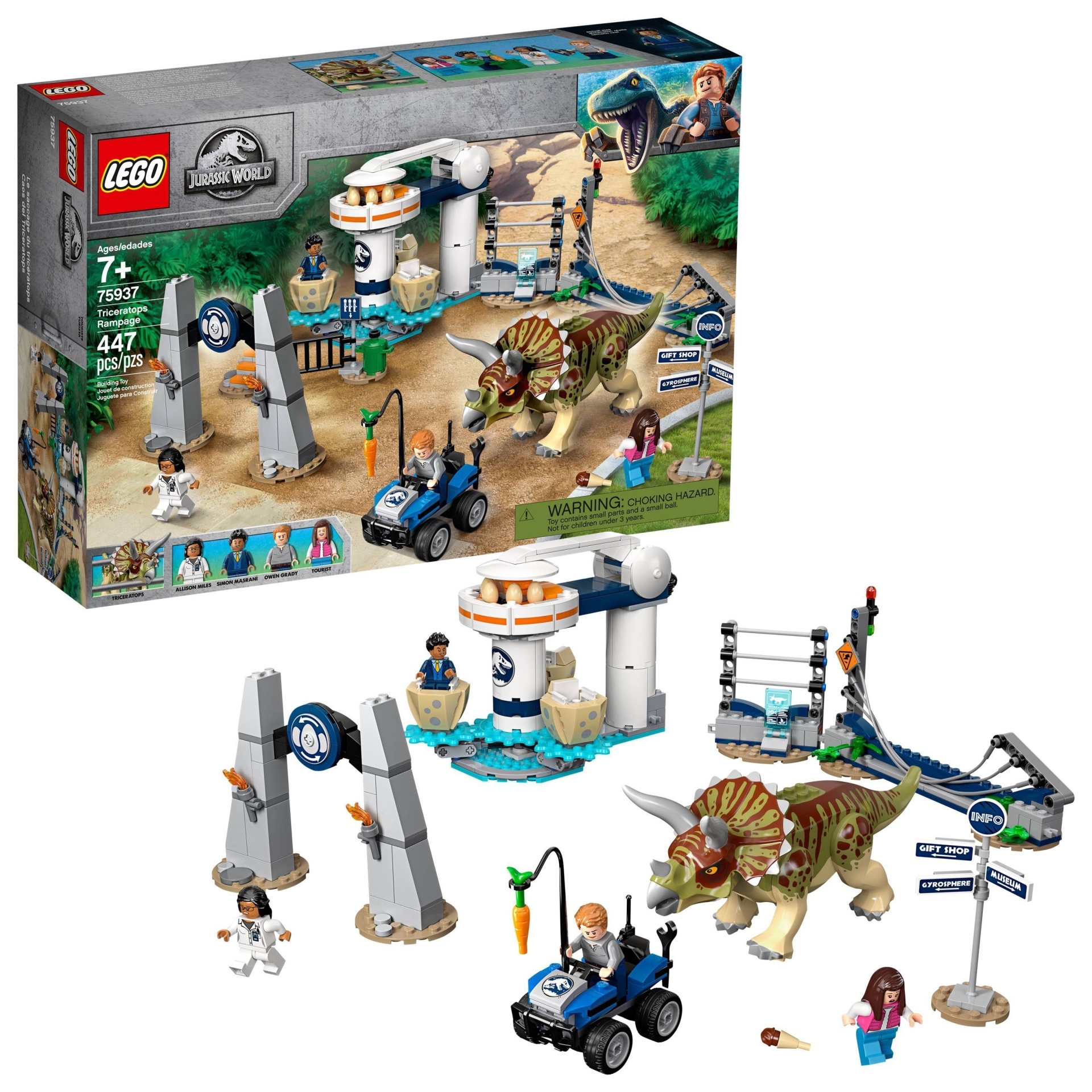 slide 1 of 7, LEGO Jurassic World Triceratops Rampage 75937 Theme Park Building Set with Toy Dinosaur Figure, 1 ct