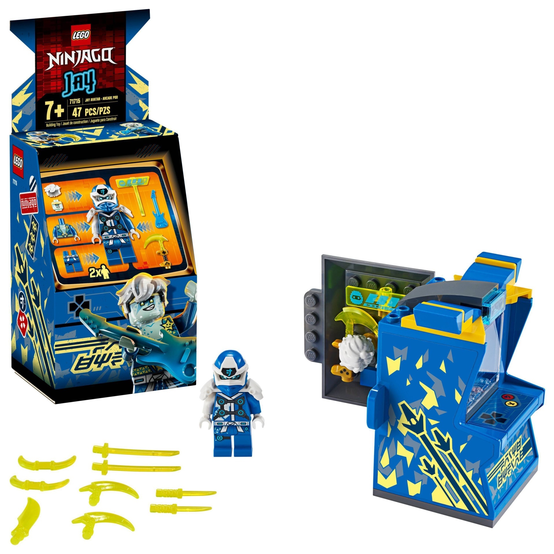 slide 1 of 7, LEGO NINJAGO Jay Avatar - Arcade Pod 71715 Mini Arcade Machine Building Set, 1 ct